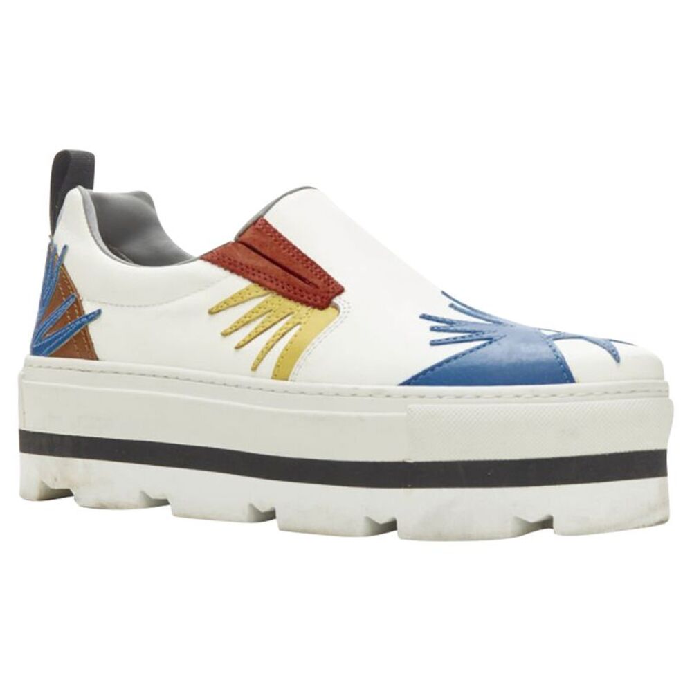 Msgm Leather Starburst Patchwork Point Toe Platfo… - image 3